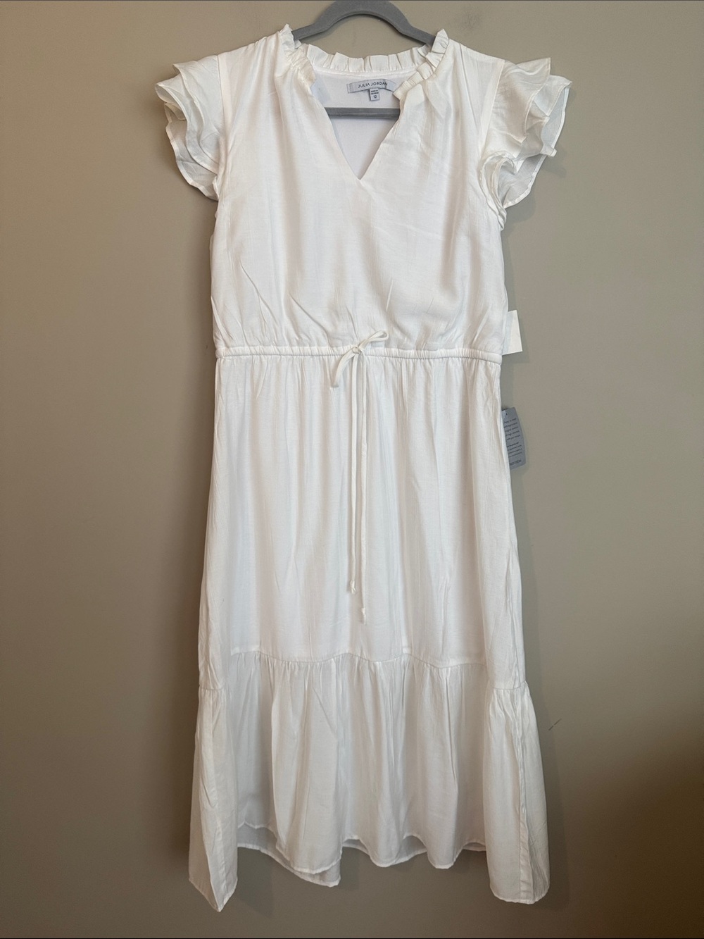NWT- Julia Jordan Flutter Sleeve Midi Dress, White, size 12 - Picture 5 of 12